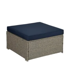 4pc Outdoor Wicker Conversation Set With Cushions - Navy/Beige - GODEER -Garden & Outdoors GUEST 94792941 954d 4f16 b19b a6af3d2618f5 1