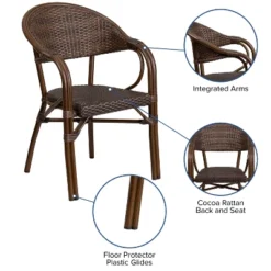 Merrick Lane Wicker Rattan Patio Chair With Curved Back And Aluminum Bamboo Frame -Garden & Outdoors GUEST 94a49e56 b243 4728 99be d843f608718d