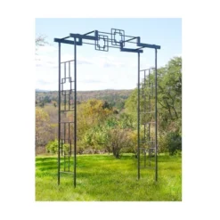 Achla Designs 95.5" Elegant Handcrafted Square-on-Square Iron Garden Arbor Graphite Powder Coated Finish -Garden & Outdoors GUEST 95e12ad2 08bf 4784 baef dd2d03c197c2