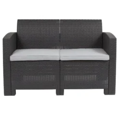 Flash Furniture Faux Rattan Loveseat With All-Weather Cushions 17 Flash Furniture Faux Rattan Loveseat With All-Weather Cushions -Garden & Outdoors GUEST 965cc242 235c 4694 b190 b85539f5c123