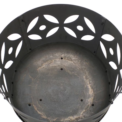 Sunnydaze Decor Sunnydaze Outdoor Camping Or Backyard Cast Iron Retro Round Fire Pit Bowl With Handles And Spark Screen - 26" - Black 7 Sunnydaze Decor Sunnydaze Outdoor Camping Or Backyard Cast Iron Retro Round Fire Pit Bowl With Handles And Spark Screen - 26" - Black - Image 7