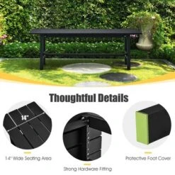 Tangkula Outdoor HDPE Bench W/ Metal Frame 47" X 14" X 16" For Yard Garden -Garden & Outdoors GUEST 9951ab85 0656 455d 8f90 267fde6bb79a