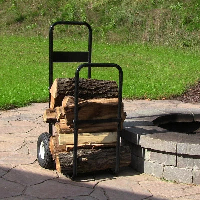 Sunnydaze Decor Sunnydaze Indoor/Outdoor Steel Rolling Firewood Log Cart Carrier With Wheels - 1/8 Face Cord - Black 7 Sunnydaze Decor Sunnydaze Indoor/Outdoor Steel Rolling Firewood Log Cart Carrier With Wheels - 1/8 Face Cord - Black - Image 7