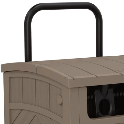 Suncast 150' Baywood Smart Tube Decorative Wheeled Hideaway Hose Reel Cart With Telescoping Handle For Lawn, Garden, & Utility, Dark Taupe 2 Suncast 150' Baywood Smart Tube Decorative Wheeled Hideaway Hose Reel Cart With Telescoping Handle For Lawn, Garden, & Utility, Dark Taupe - Image 2