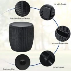 Costway 9.5 Gallon 4-in-1 Patio Rattan Cool Bar Cocktail Table Side Table BrownBlack -Garden & Outdoors GUEST 9d471f60 6a42 45fb 8bef 2e09b4cdf843