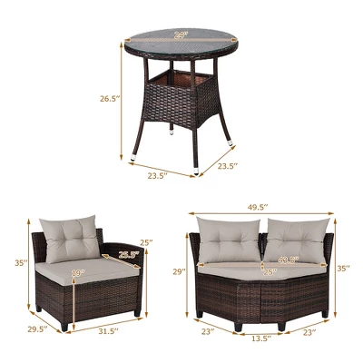 Costway 4PCS Outdoor Patio Rattan Furniture Set Cushioned Sofa Table 3 Costway 4PCS Outdoor Patio Rattan Furniture Set Cushioned Sofa Table - Image 3