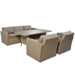 4pc Outdoor Wicker Conversation Set With Cushions - Gray - GODEER -Garden & Outdoors GUEST 9e446c0f 6a45 4168 86fd 6db506ff8a61