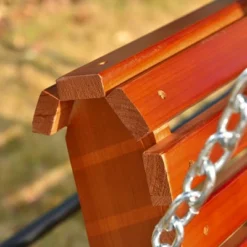 Outsunny 46" 2-Person Porch Swing Wooden Patio Swing Bench With Cup Holders, Slatted Design, & Chains Included, 440lb Weight Capacity -Garden & Outdoors GUEST 9ee188ed 9458 4296 9904 19ef2247d9e5