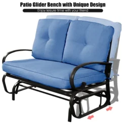 Costway Glider Outdoor Patio Rocking Bench Loveseat Cushioned Seat Steel Frame Blue 12 Costway Glider Outdoor Patio Rocking Bench Loveseat Cushioned Seat Steel Frame Blue -Garden & Outdoors GUEST a07029e9 07ef 4886 99e2 fc11d54a8057