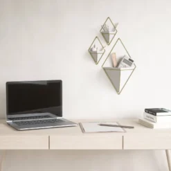 Set Of 2 Trigg Wall Display Planters White/Brass - Umbra -Garden & Outdoors GUEST a088765d b9cb 4225 a1c3 a824d312df6c