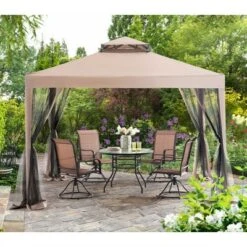 Sunjoy 10 X 10 Foot Hampton Soft Top Steel Supported Gazebo Shaded Canopy With Mosquito Netting For Large Outdoor Spaces And Backyards, Brown 6 Sunjoy 10 X 10 Foot Hampton Soft Top Steel Supported Gazebo Shaded Canopy With Mosquito Netting For Large Outdoor Spaces And Backyards, Brown -Garden & Outdoors GUEST a0edc3c2 d5e6 4671 9449 454c736ef4c7