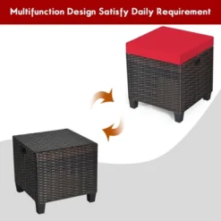 Costway 2PCS Patio Rattan Ottoman Cushioned Seat Foot Rest Coffee Table Red -Garden & Outdoors GUEST a1859c0e c3d6 4a74 8c53 2d248e0fe2cf