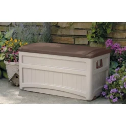 Suncast Resin Deck Box With Wheels 78gal - Taupe/Brown