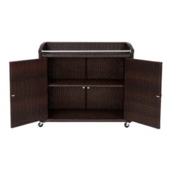 Teamson Home 39.5" Veronica Rolling Outdoor PE Rattan Bar Cart With Storage, Brown 15 Teamson Home 39.5" Veronica Rolling Outdoor PE Rattan Bar Cart With Storage, Brown -Garden & Outdoors GUEST a2cab8a8 d43f 4592 bcaf 1e3b03f72051