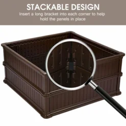 Costway 2 Pcs 48.5'' Raised Garden Bed Square Plant Box Planter Flower Vegetable Brown -Garden & Outdoors GUEST a35297f6 fde2 4bf3 b027 2980d44179e2