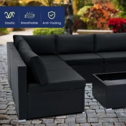 Costway 10 PCS Patio Rattan Furniture Set Outdoor Wicker Sofa Table Cushioned Seat Black/Brown -Garden & Outdoors GUEST a37a7b20 10d0 4fb9 afc9 e03a8db963b2