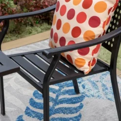 5pc Outdoor Dining Set With Metal Slat Round Table With Umbrella Hole - Captiva Designs -Garden & Outdoors GUEST a3dbb7c3 5530 4d27 9d50 5c2283dbd599