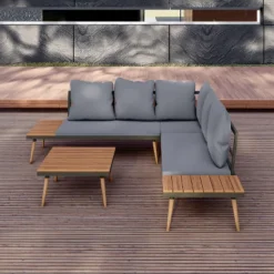 Stellar 4pc Outdoor Aluminum Sectional Set With Tables & Cushions - DUKAP -Garden & Outdoors GUEST a3e1dd5b 23c2 480b 8eb9 9d9f6811a822