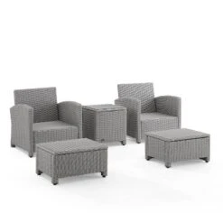 Bradenton 5pc Outdoor Wicker Seating Set With Side Table, 2 Arm Chairs And 2 Ottomans - Gray/Gray - Crosley 17 Bradenton 5pc Outdoor Wicker Seating Set With Side Table, 2 Arm Chairs And 2 Ottomans - Gray/Gray - Crosley -Garden & Outdoors GUEST a66d06e5 a1b6 4892 a657 d6c153b2f8bf