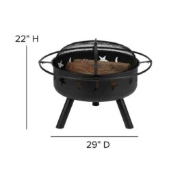 Flash Furniture 29" Round Wood Burning Firepit With Mesh Spark Screen -Garden & Outdoors GUEST a6e66b83 47a3 4a0f b3ba 3aaac177bb12