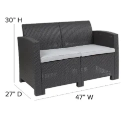 Flash Furniture Faux Rattan Loveseat With All-Weather Cushions 12 Flash Furniture Faux Rattan Loveseat With All-Weather Cushions -Garden & Outdoors GUEST a6fe6d7d 6a0e 4dcd aada 03c799bb4fb8