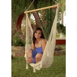Sunnydaze Decor Sunnydaze Cotton/Nylon Outdoor Mayan Hammock Chair With Adjustable Stand - 330 Lb Weight Capacity - Natural -Garden & Outdoors GUEST a7b8c13a 80c9 40cb 9960 fad61b66cdc8