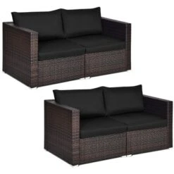 Costway 4PCS Patio Rattan Corner Sofa Sectional Furniture SetBlueBeigeNavy Cushion -Garden & Outdoors GUEST a833d072 45d8 4b6f a4cf 24d9e17a2f6b