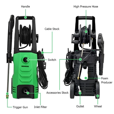 IronMax 3500PSI Electric Pressure Washer 2.6GPM 1800W W/ 4 Nozzles & Foam Lance OrangeGreen 7 IronMax 3500PSI Electric Pressure Washer 2.6GPM 1800W W/ 4 Nozzles & Foam Lance OrangeGreen - Image 7