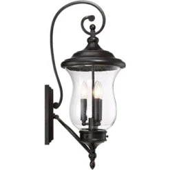 Franklin Iron Works Carriage Outdoor Wall Light Fixture Bronze LED 26 3/4" Clear Seedy Glass For Post Exterior Barn Deck House Porch Yard Posts Patio -Garden & Outdoors GUEST a959b47f 3c2c 40d9 8452 74f1f307397d