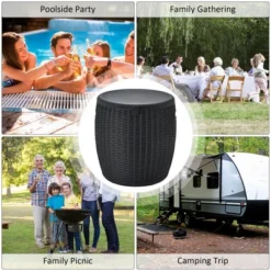 Costway 9.5 Gallon 4-in-1 Patio Rattan Cool Bar Cocktail Table Side Table BrownBlack -Garden & Outdoors GUEST aa04e800 f038 4d4a 8f62 79fb519f3d4f