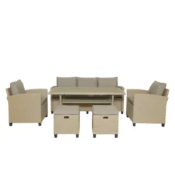 6pc Outdoor Wicker Conversation Set With Arm Chairs, Sofa, Ottomans & Coffee Table - Brown - GODEER 23 6pc Outdoor Wicker Conversation Set With Arm Chairs, Sofa, Ottomans & Coffee Table - Brown - GODEER -Garden & Outdoors GUEST abe90621 7324 4b76 b8b7 6eb28bff1f54