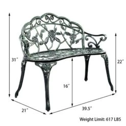 Antique Aluminum Bench Patio Garden Chair Porch Cast For Outdoor Green -Garden & Outdoors GUEST acbb2d26 e5b8 4f1d 8496 7911dfe75ea1