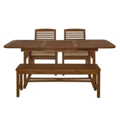 Ravenscroft 4pc Extendable Acacia Wood Outdoor Dining Set - Saracina Home -Garden & Outdoors GUEST aceba1fb ced7 4574 a6c3 679b568def71