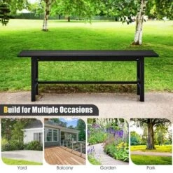 Tangkula Outdoor HDPE Bench W/ Metal Frame 47" X 14" X 16" For Yard Garden -Garden & Outdoors GUEST ad761e17 aaf0 4c7c 8ecb 0dc70f8a0065