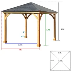 Aoodor Patio Solid Wooden Gazebo 10 X 10 Ft. Hardtop Roof For Garden -Garden & Outdoors GUEST ada21025 0691 4100 bd14 7f0a69c897da