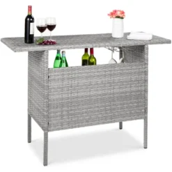 Best Choice Products Outdoor Patio Wicker Bar Counter Table W/ 2 Steel Shelves, 2 Sets Of Rails -Garden & Outdoors GUEST aede1aad 1759 464e 9584 6fce486ed0fe