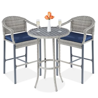 Best Choice Products 3-Piece Outdoor Wicker Bistro Bar Height Set For Patio, Garden W/ Barstools, Steel Frame 9 Best Choice Products 3-Piece Outdoor Wicker Bistro Bar Height Set For Patio, Garden W/ Barstools, Steel Frame - Image 9
