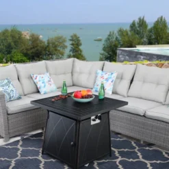 28" Outdoor Gas Fire Pit Table With Lid & Glass - Captiva Designs -Garden & Outdoors GUEST af8f1e31 3754 459d 8c69 245c51a1263c