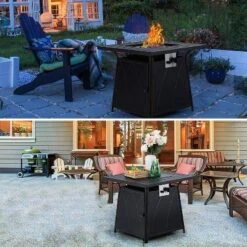 28" Outdoor Gas Fire Pit Table With Lid & Glass - Captiva Designs -Garden & Outdoors GUEST b0754ca7 88fa 4435 9189 ddfeb7d676e5