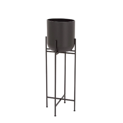 Olivia & May Modern With Stand Iron Planter Pots Black 18 Olivia & May Modern With Stand Iron Planter Pots Black - Image 18
