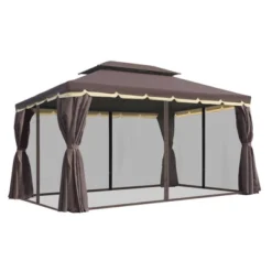 Outsunny 10' X 13' Patio Gazebo, 2-Tier Polyester Roof, Vented Canopy, Mesh, Portable Aluminum Frame For Outdoor -Garden & Outdoors GUEST b1a13e45 a45a 4d86 84a7 d6dce2a623ed
