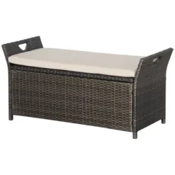 Outsunny Outdoor PE Rattan Two-In-One Storage Bench, Patio Wicker Large Capacity Footstool Rectangle Basket Box W/ Handles & Cushion 9 Outsunny Outdoor PE Rattan Two-In-One Storage Bench, Patio Wicker Large Capacity Footstool Rectangle Basket Box W/ Handles & Cushion -Garden & Outdoors GUEST b2a2ccdd 9be0 4ab8 a434 c65ecd050969