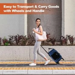 Costway 50-Can 3-in-1 Insulated Rolling Cooler With Adjustable Handle & Bottom Plate Blue/Grey -Garden & Outdoors GUEST b32f4ca0 9e0a 4e95 8d87 2dfc924943d1