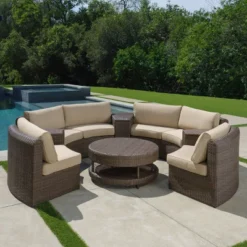 Cyprus Brown 8pc Sectional With Sunbrella - Canopy Home And Garden -Garden & Outdoors GUEST b3d304e5 d680 4bbc 8851 a47db40146c1
