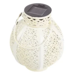 Set Of 2 Solar Outdoor Lights - Hanging Or Tabletop Rechargeable LED Lantern Set With 2 Shepherd Hooks For Outdoor Decor By Pure Garden (White) -Garden & Outdoors GUEST b3ebcc8b 9e7a 40df 8b85 e1bbdb5128be