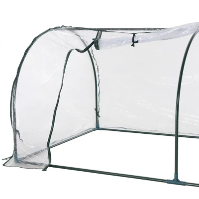 Outsunny Portable Tunneled Greenhouse With Zippered Doors, Water/UV Fighting PVC Cover 5 Outsunny Portable Tunneled Greenhouse With Zippered Doors, Water/UV Fighting PVC Cover - Image 5
