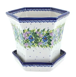 Blue Rose Polish Pottery 155 Kalich Large Hexagonal Flower Pot -Garden & Outdoors GUEST b43e5483 6605 473a 8066 b88c082f04c6