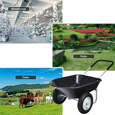 Costway 2 Tire Wheelbarrow Cart Heavy-duty Dolly Utility Cart Black 5 Costway 2 Tire Wheelbarrow Cart Heavy-duty Dolly Utility Cart Black - Image 5