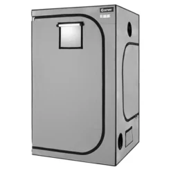 Costway 4x4 Grow Tent, 48''x48''x80'' High Reflective Mylar W/Observation Window GrayBlack -Garden & Outdoors GUEST b49cd864 b5fc 4805 93da 9dbb276e00ad