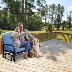 Costway Glider Outdoor Patio Rocking Bench Loveseat Cushioned Seat Steel Frame Blue 11 Costway Glider Outdoor Patio Rocking Bench Loveseat Cushioned Seat Steel Frame Blue -Garden & Outdoors GUEST b4a2a19e 72af 4f3b 8aa7 91b5364b9d50